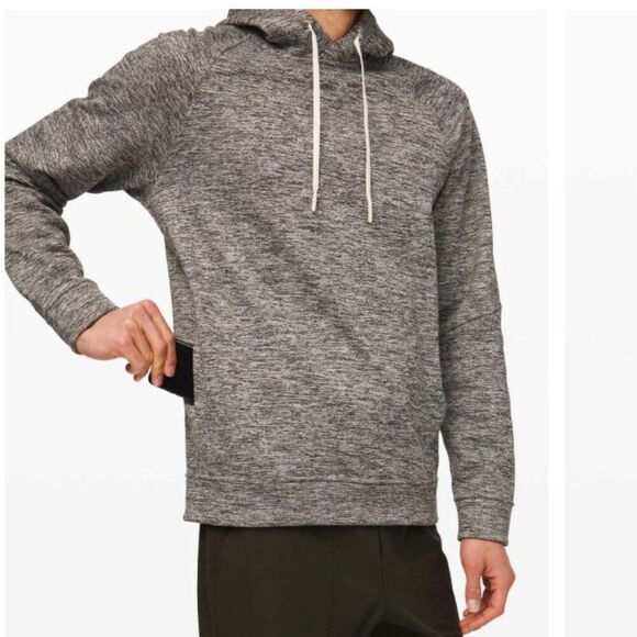Lululemon City Sweat Pullover Hoodie Fleece Heathered Muslin Men's sz M M3BWDS - Picture 1 of 13